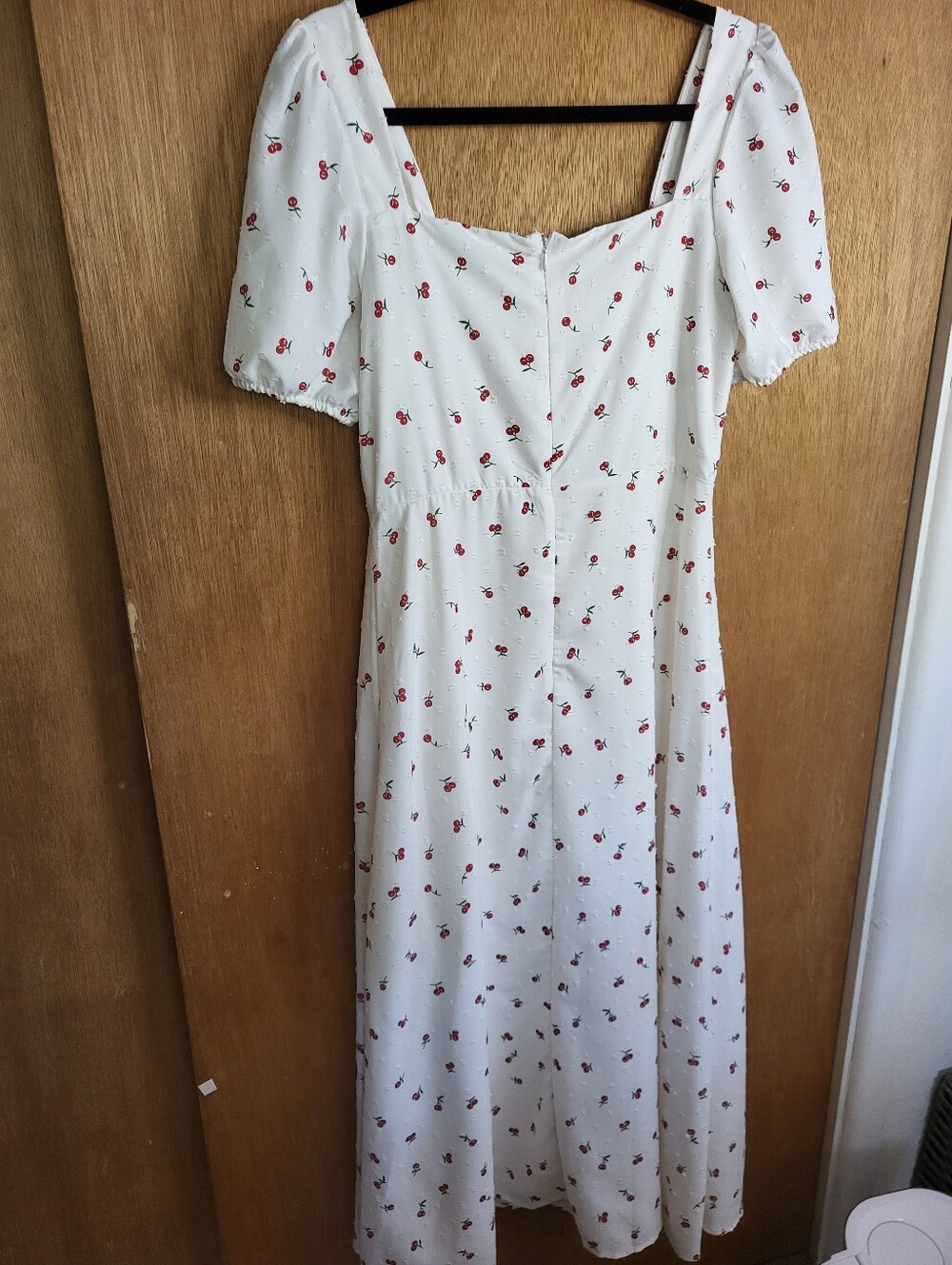 Petal And Pup Jill Cherry Print Milkmaid Midi Dress Shirred Bust Detail. Large - Picture 9 of 16